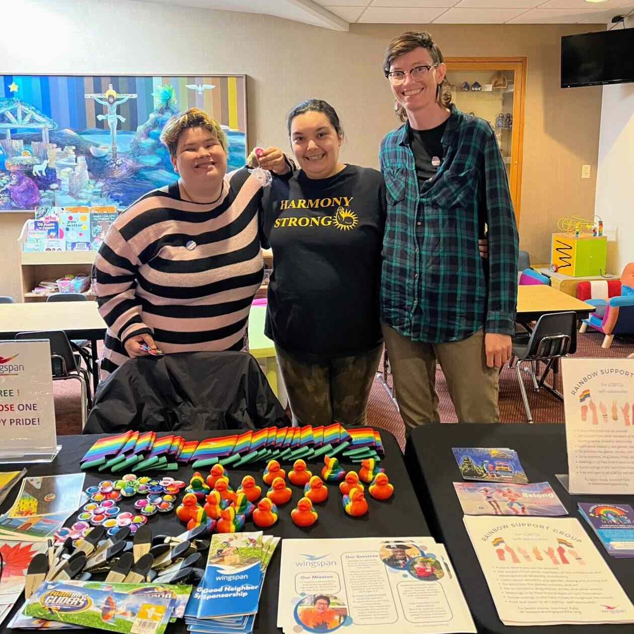 Rainbow Support Group Members and Outreach Coordinator Kyla